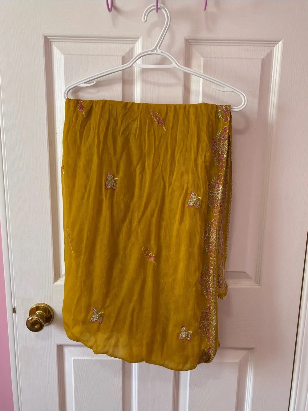 Women’s 3pc Pakistani Suit Yellow Desi Suit Heavy Work Wedding Wear Size Medium - Picture 5 of 5